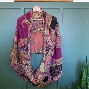 Anthropologie Raj Embroidered Infinity Scarf